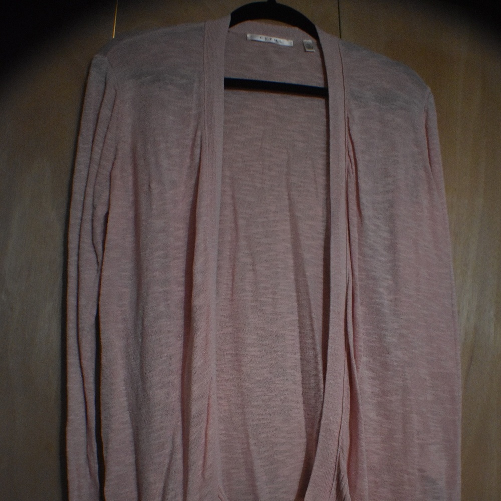 LIGHT-WEIGHT PINK OPEN FRONT SWEATER